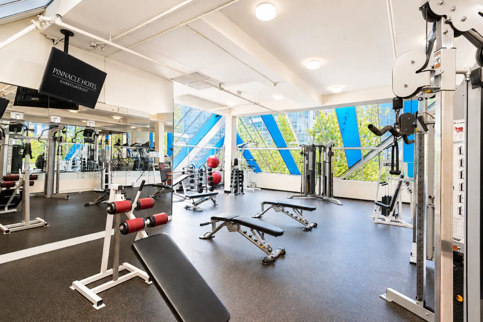 Fitness centre at Pinnacle Hotel Harbourfront in downtown Vancouver